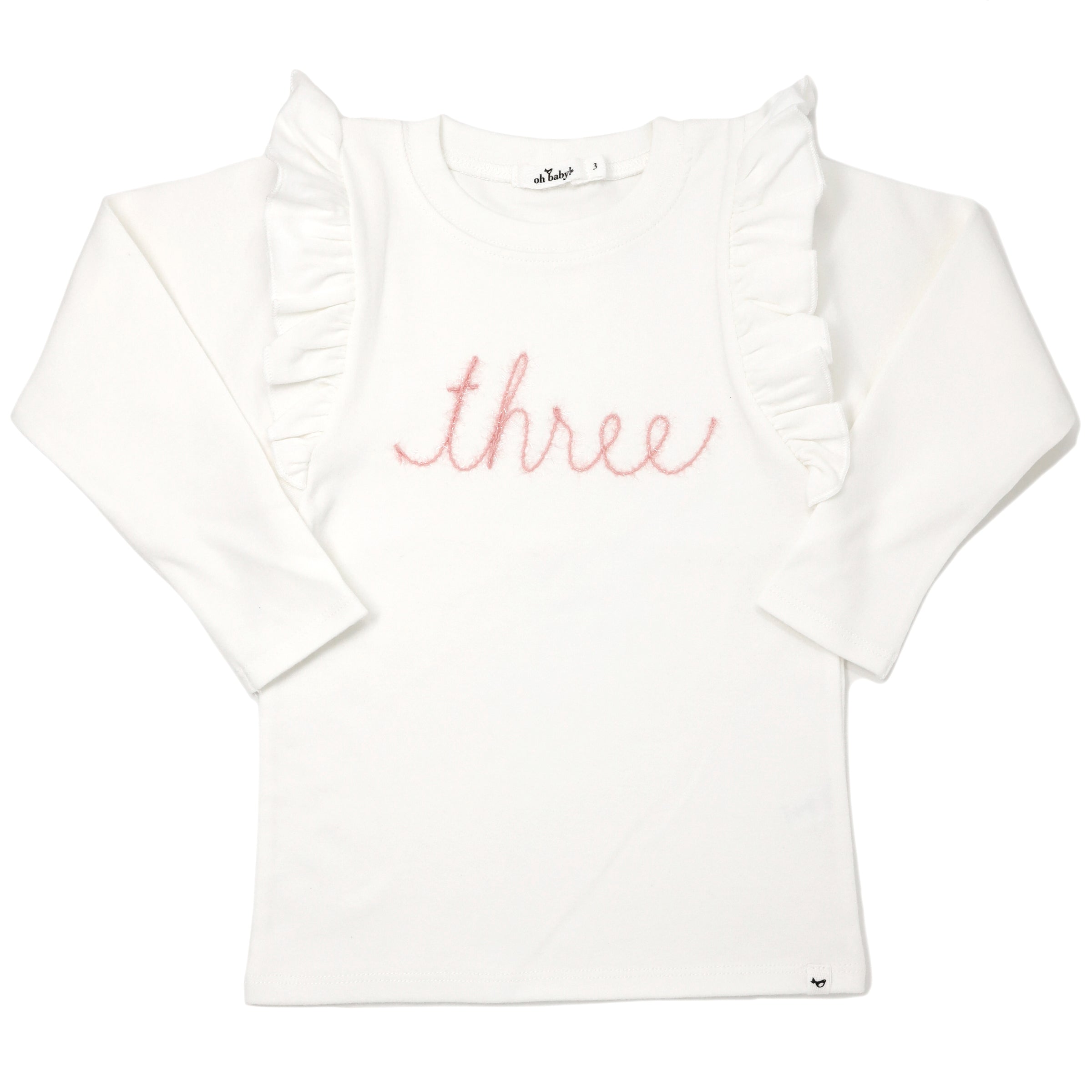 baby Pink Eyelash Millie Long Sleeve Birthday Tee Cream