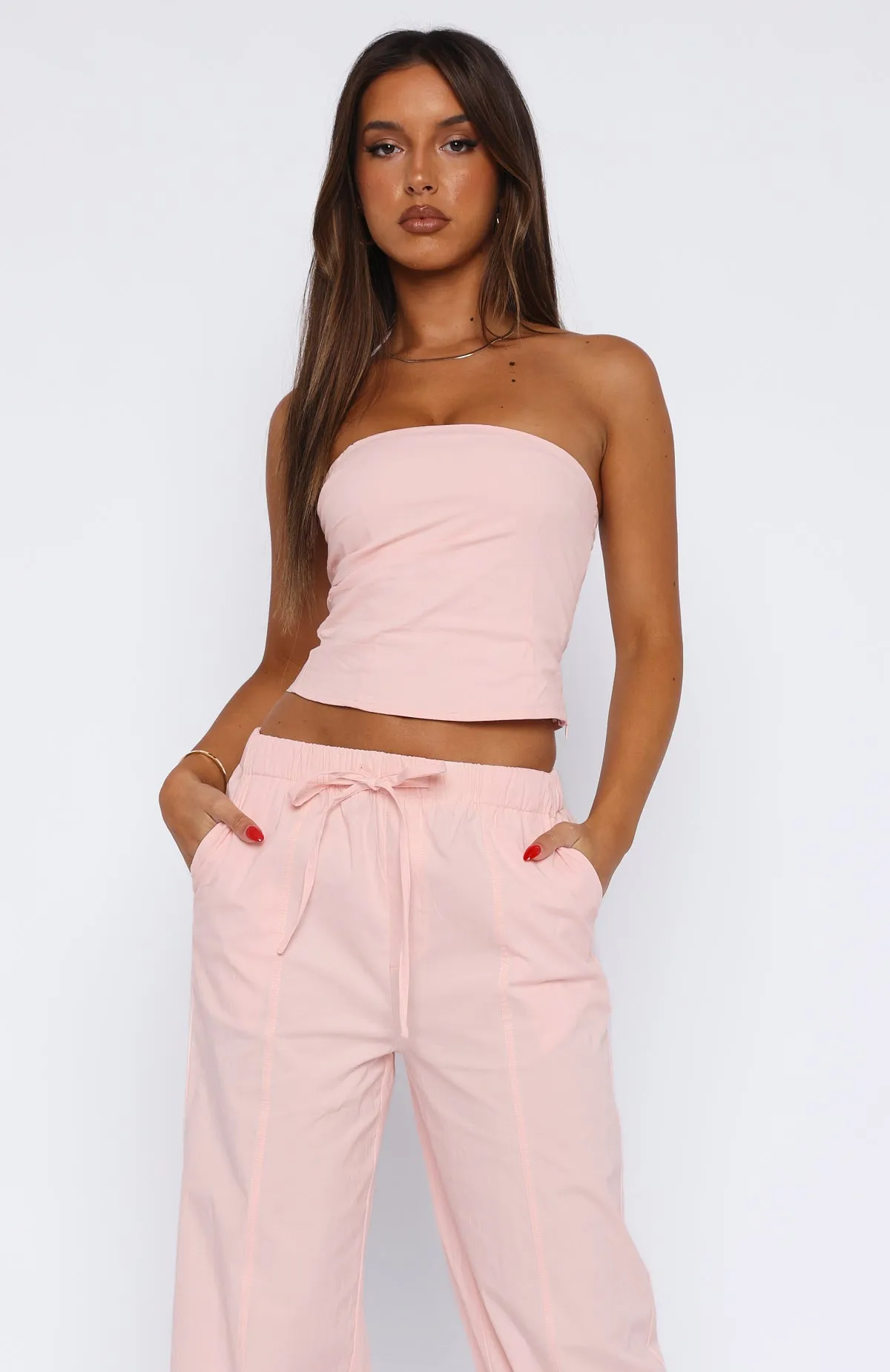 Baby Pink Strapless Top - Believe In You