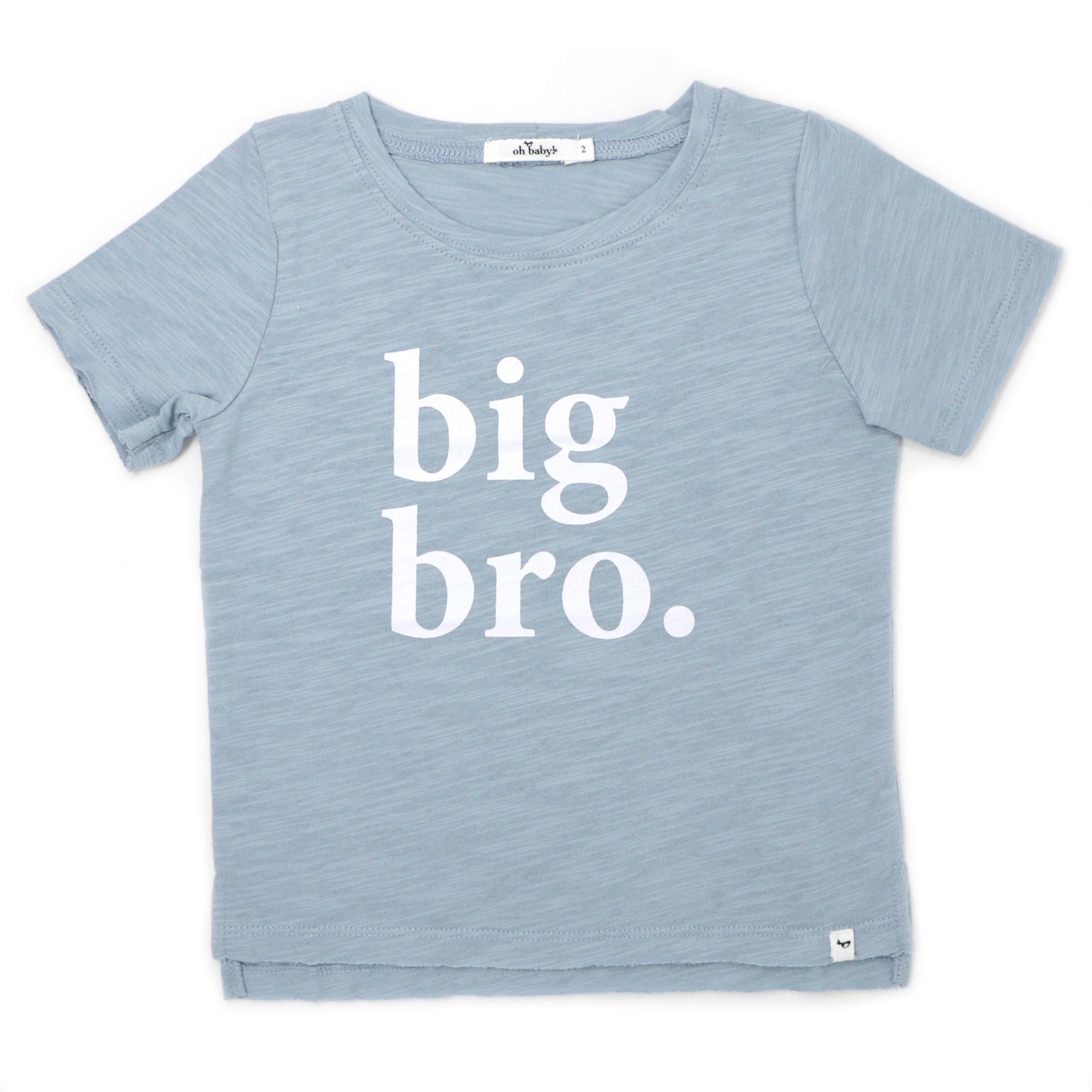 Baby Raw Edge Tee - Big Brother - White Ink - Fog