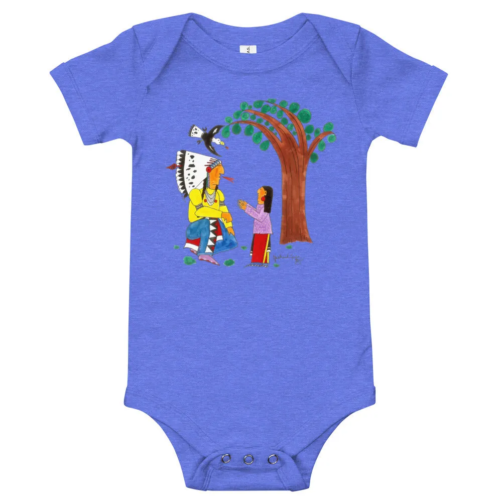 Baby short sleeve one piece with Wisdom design