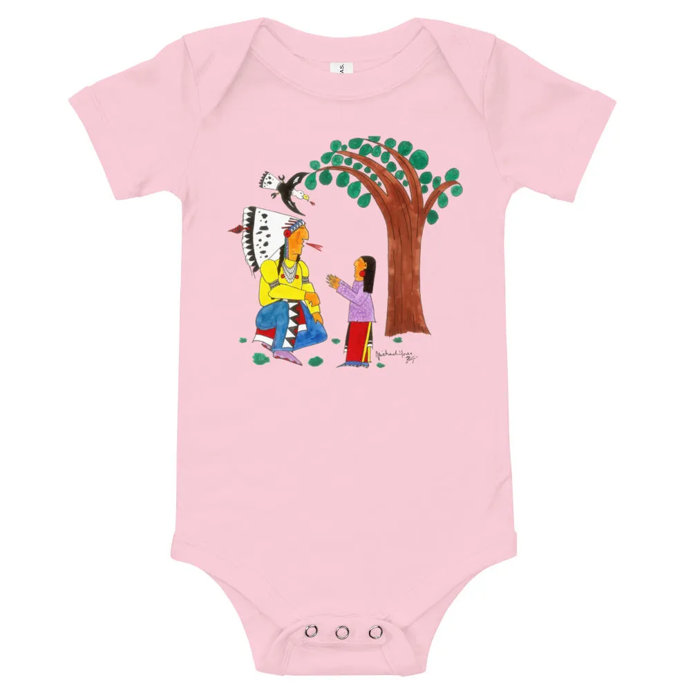 Baby short sleeve one piece with Wisdom design