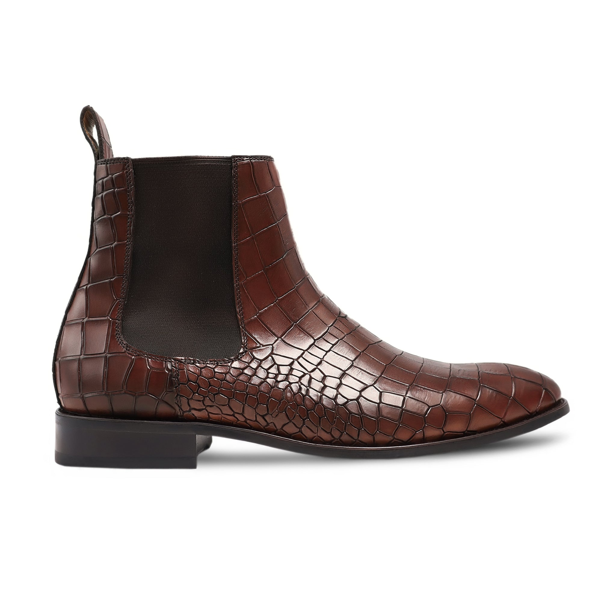 Bardan brown crocodile Chelsea boots