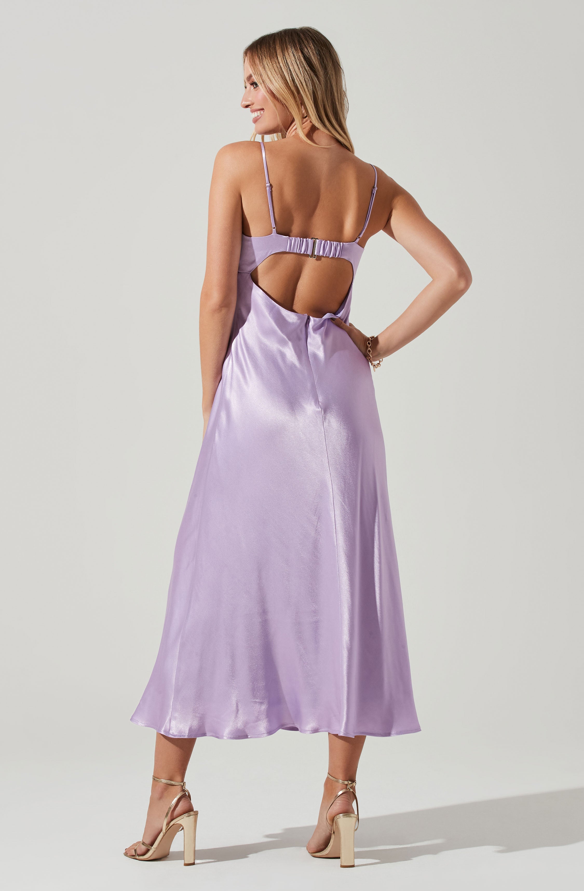 Bellerose Satin Open Back Midi Dress