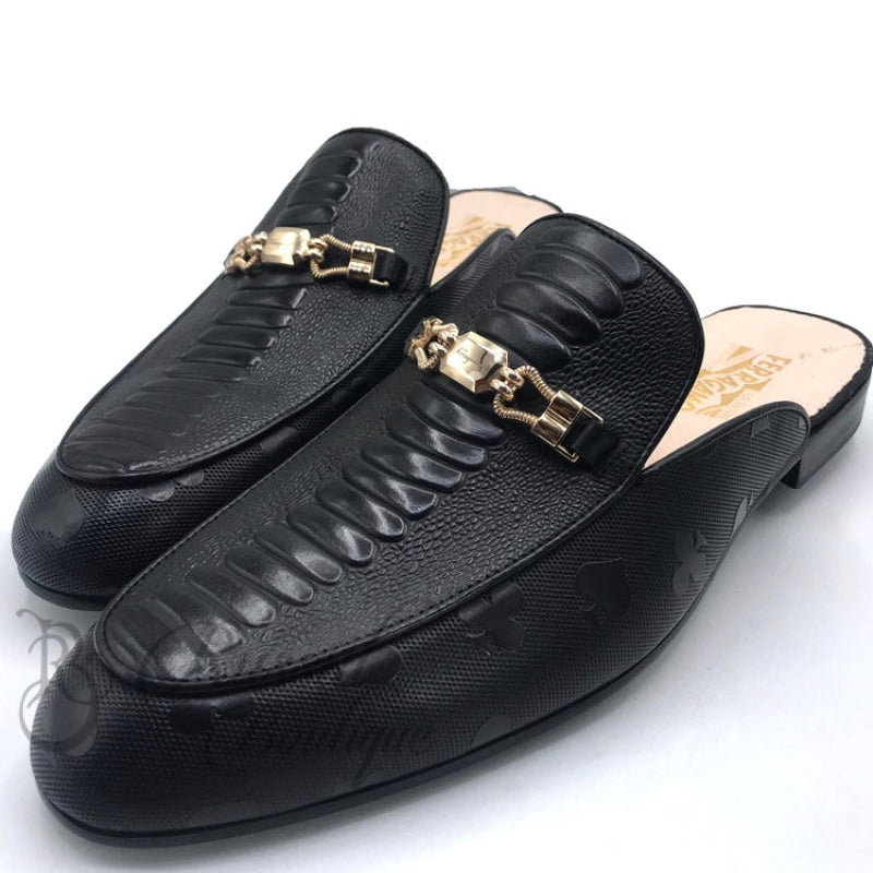 BIG- SF black skin mules for Men