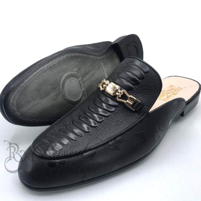 BIG- SF black skin mules for Men