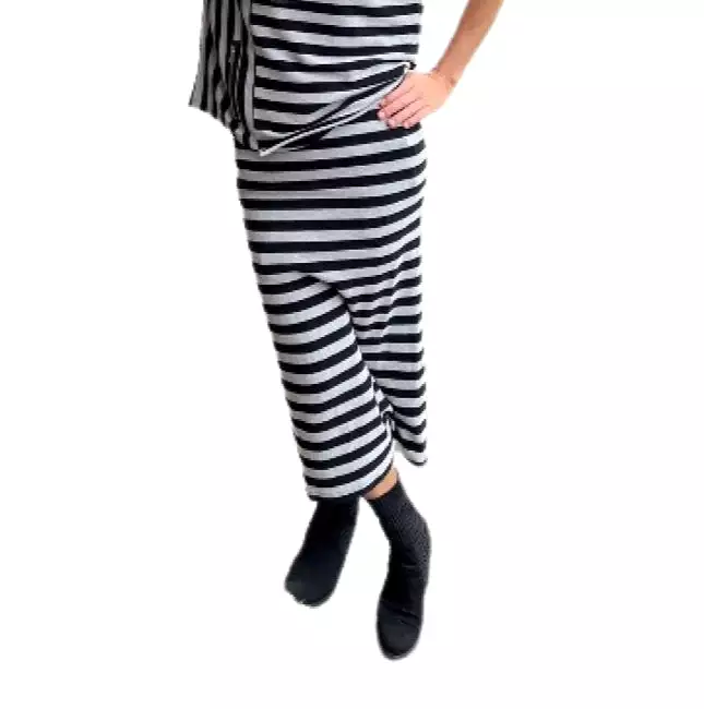 Black Grey Stripped Skirt - W22146