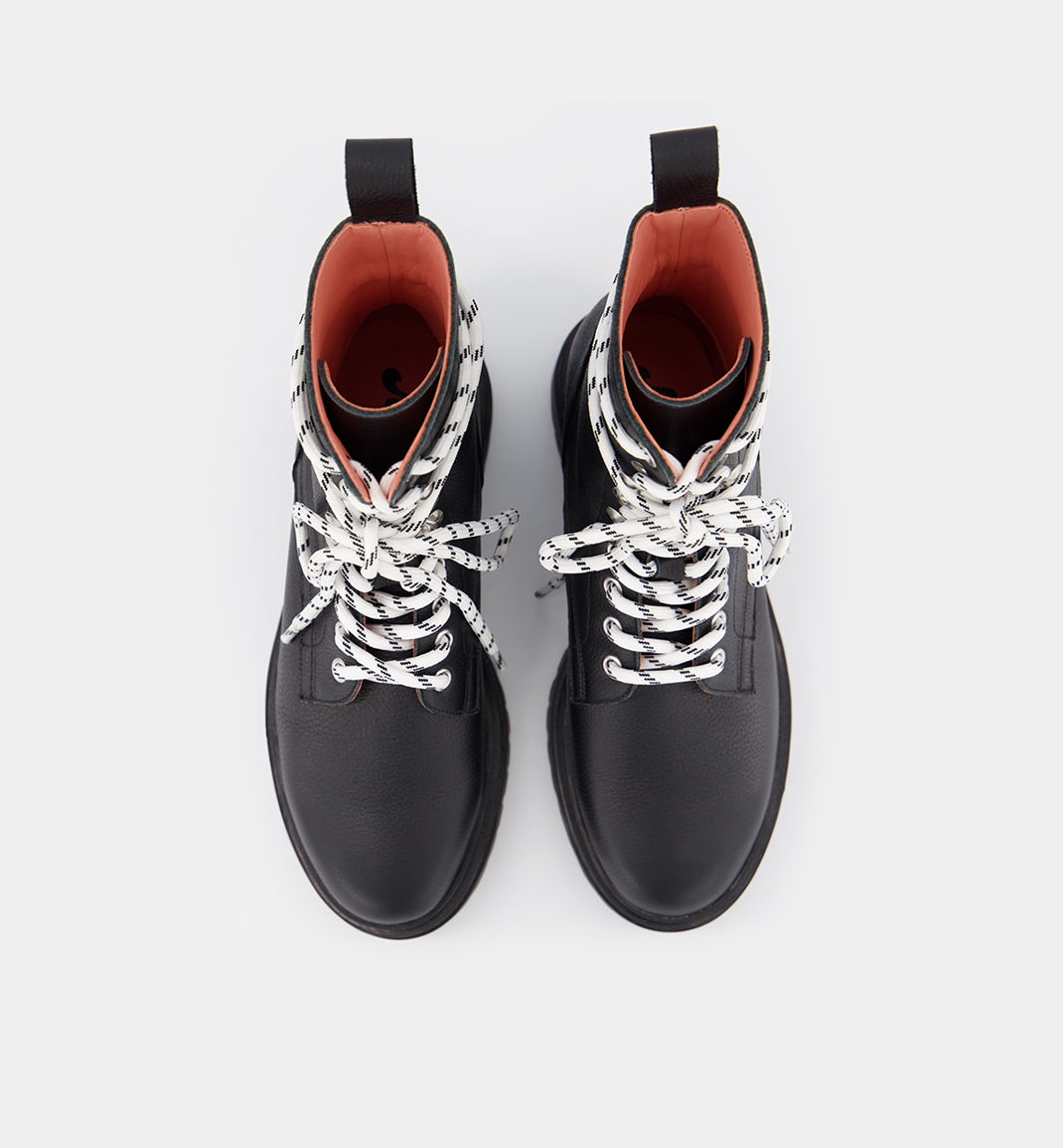 Black Leather Lace Up Boot - Peace