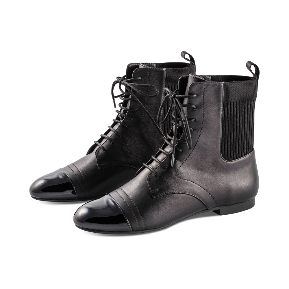 Black Leather/Black Patent F23 Capper