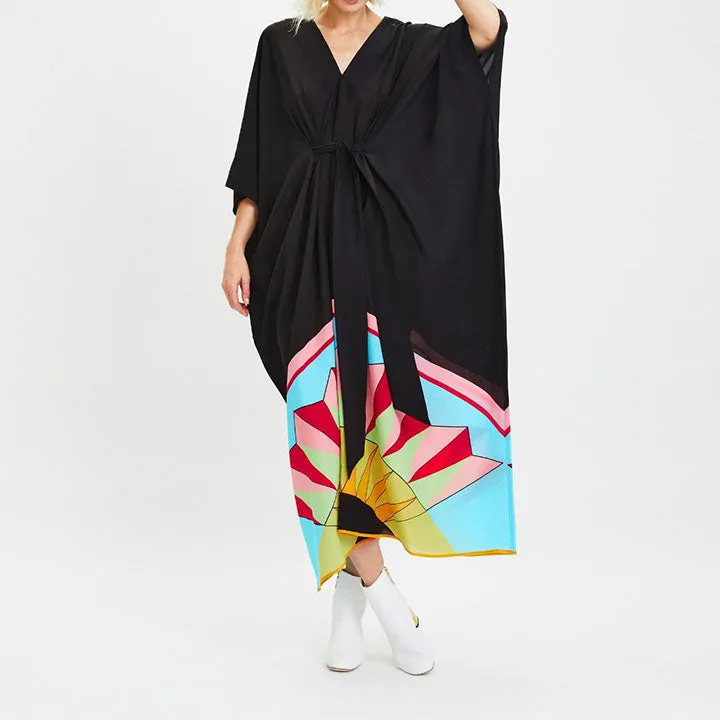 Black Magic V-Neck Kaftan with Belt - BELT002