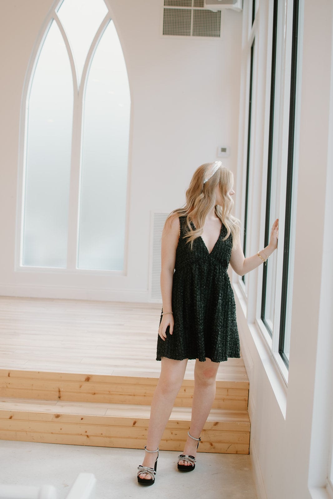 Black Sleeveless Textured Mini Dress