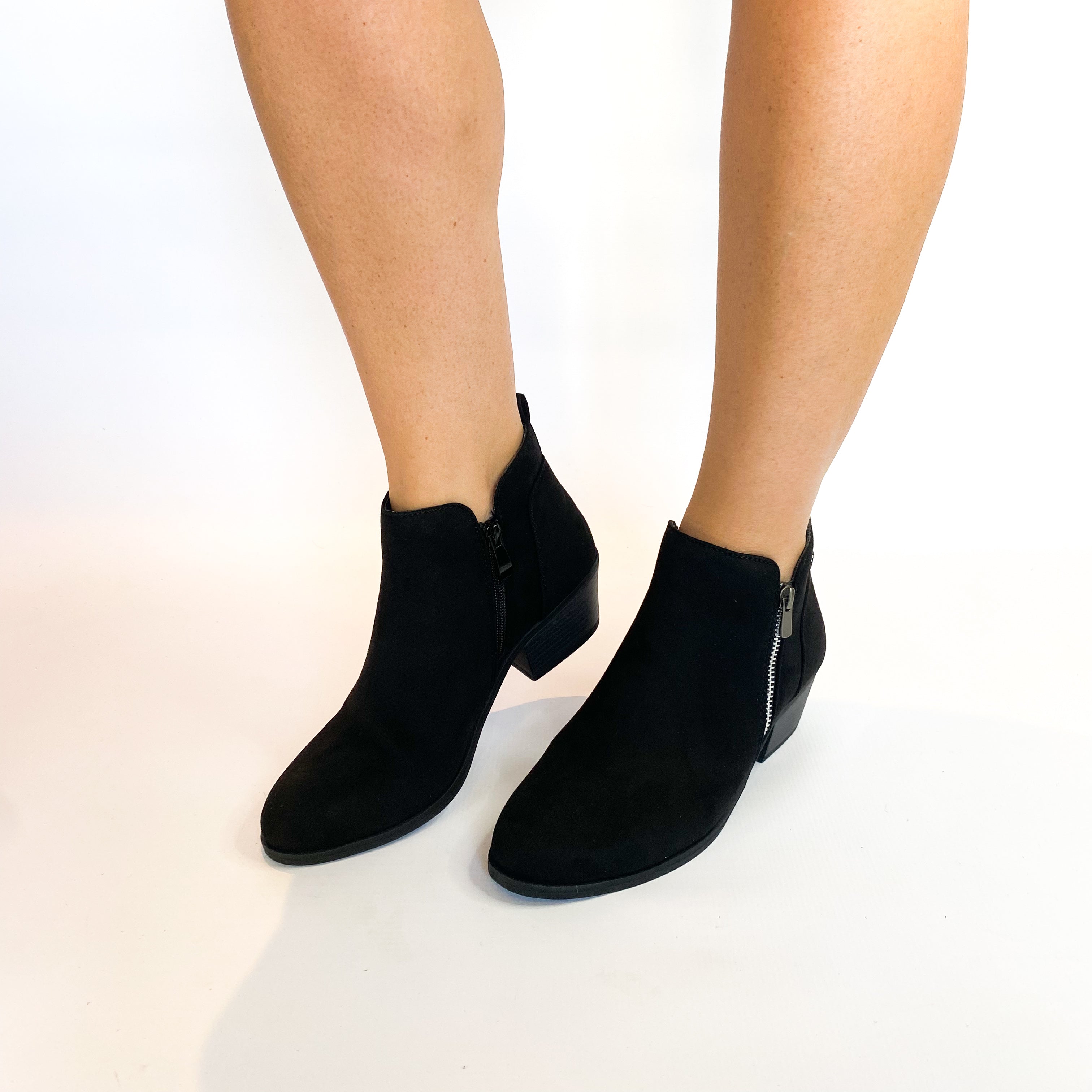 Black suede side zip boot - KG.