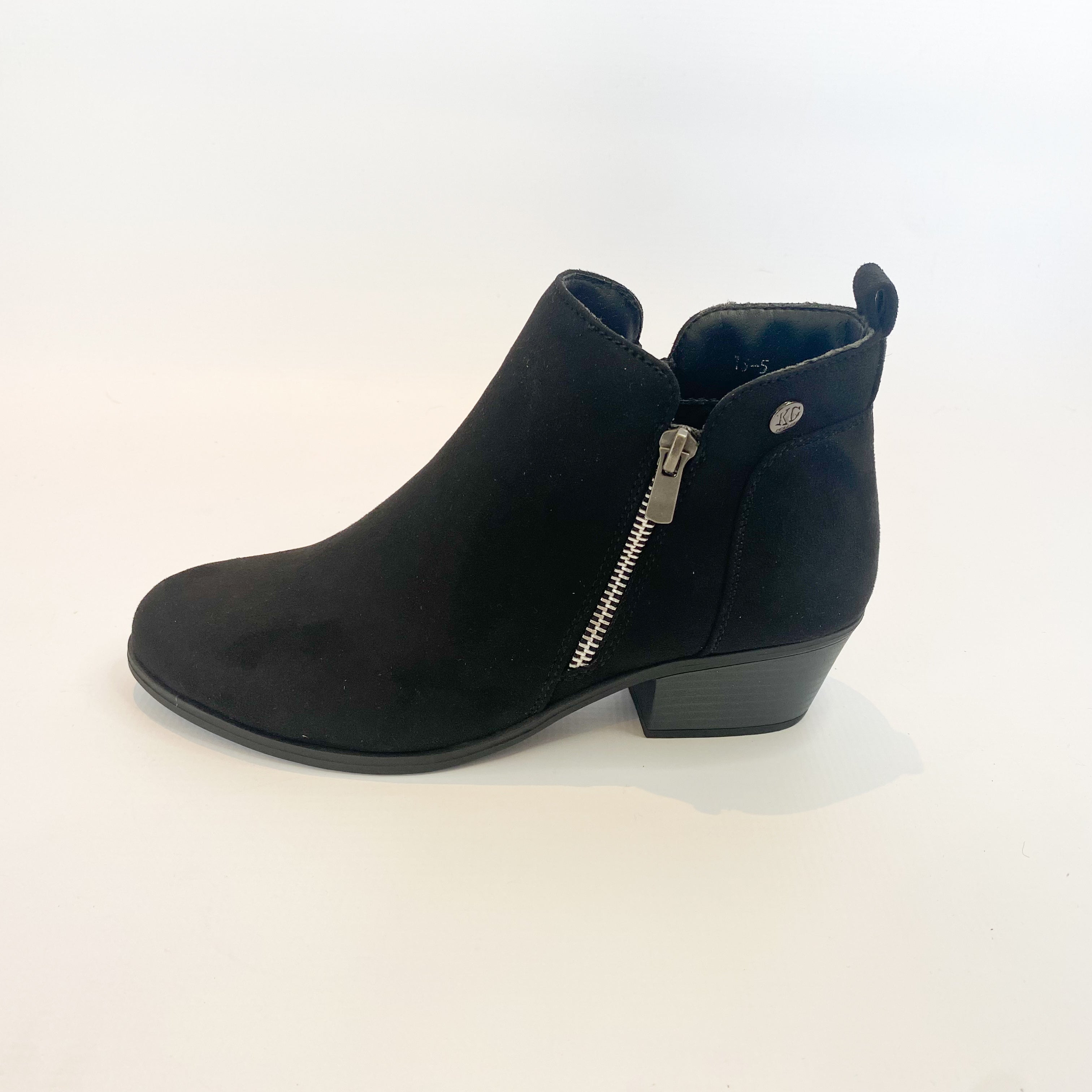 Black suede side zip boot - KG.