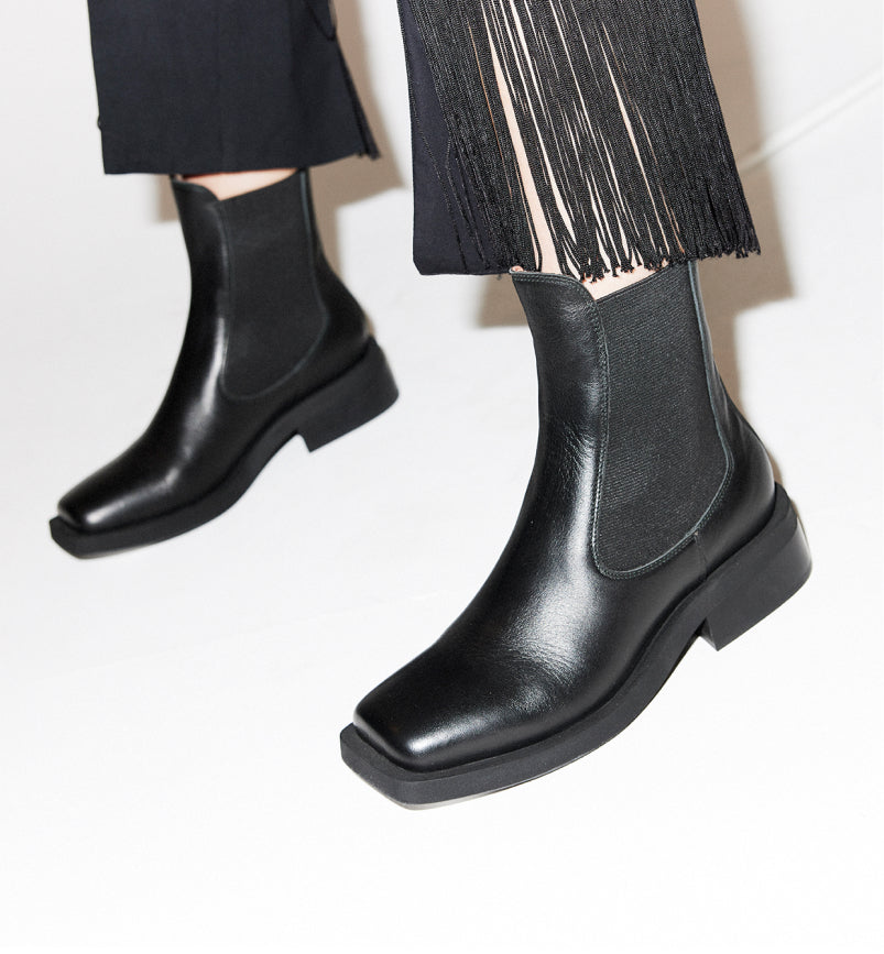 Black Tomorrow Square Toe Chelsea Boot