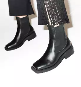 Black Tomorrow Square Toe Chelsea Boot