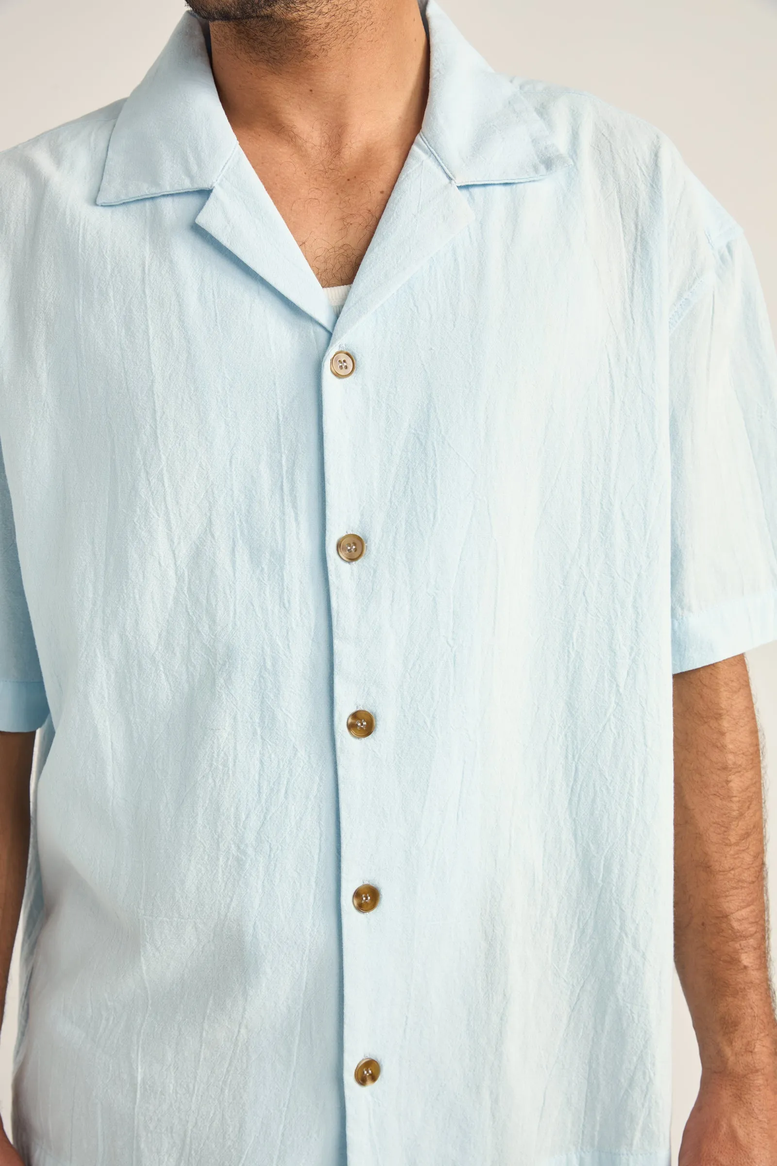 Blue Shirt with a Relaxed Texture