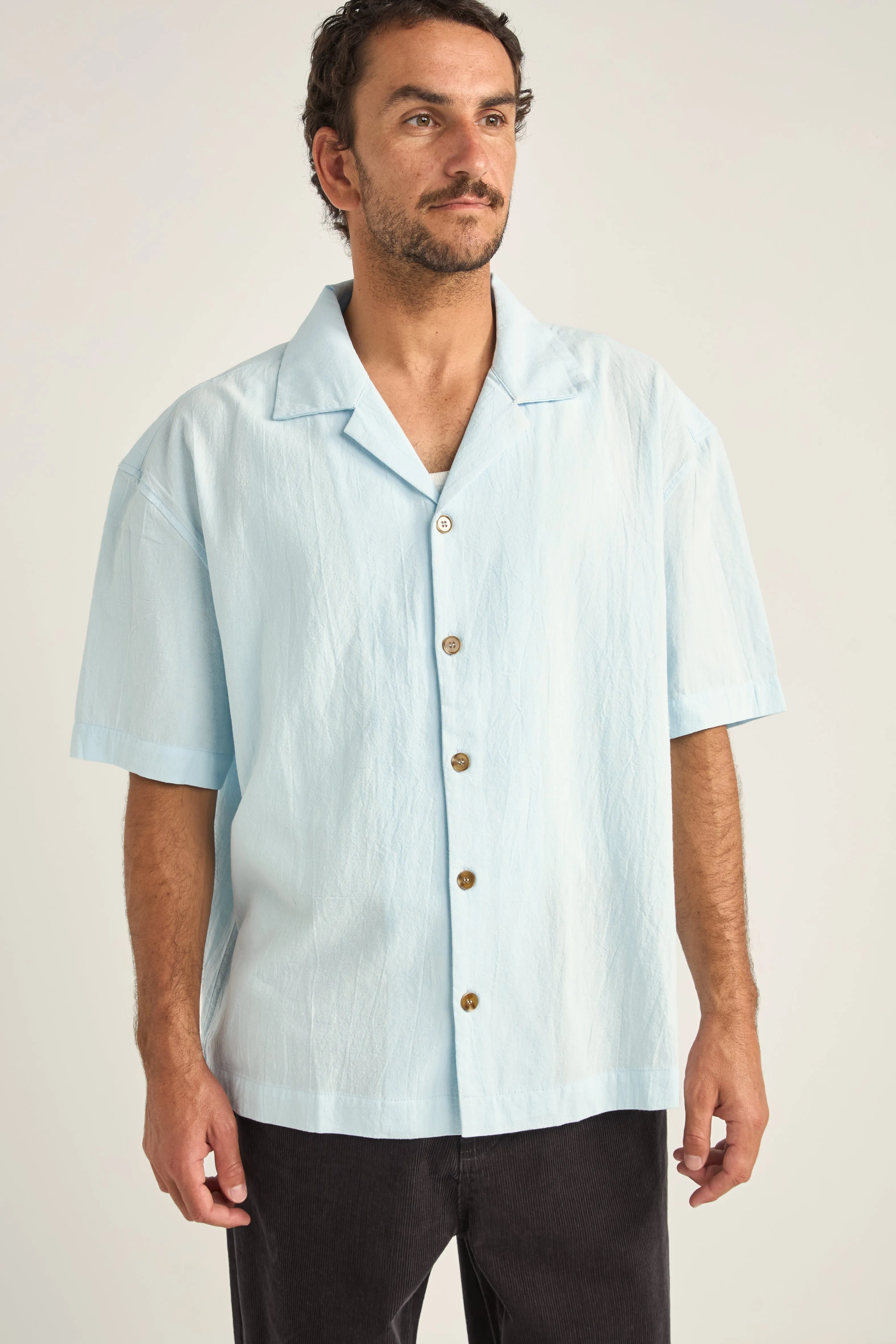 Blue Shirt with a Relaxed Texture