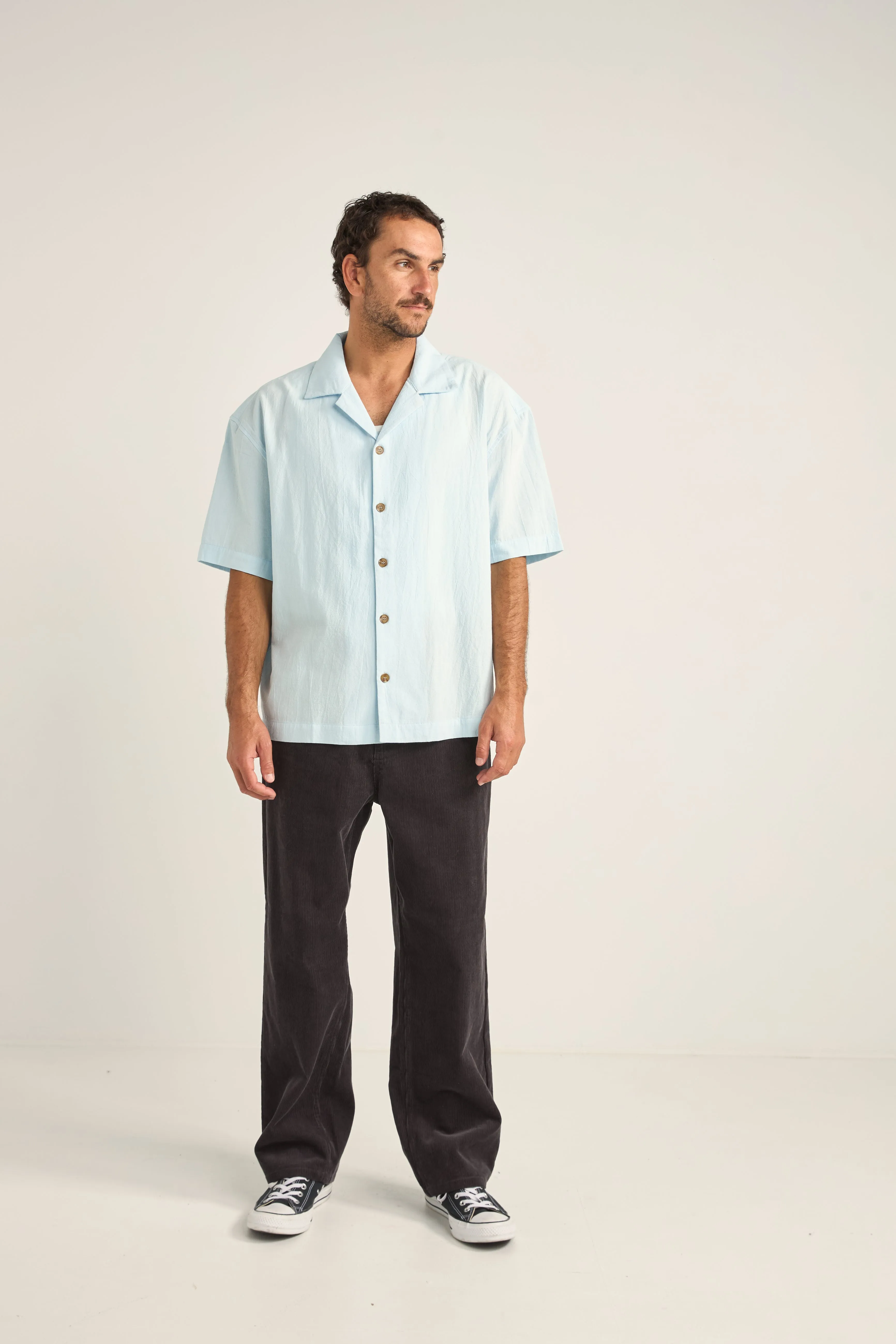 Blue Shirt with a Relaxed Texture