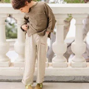 Bonton Child Itcha Pants - Fawn Brown Stripes.