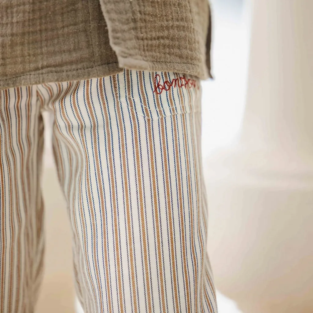 Bonton Child Itcha Pants - Fawn Brown Stripes.