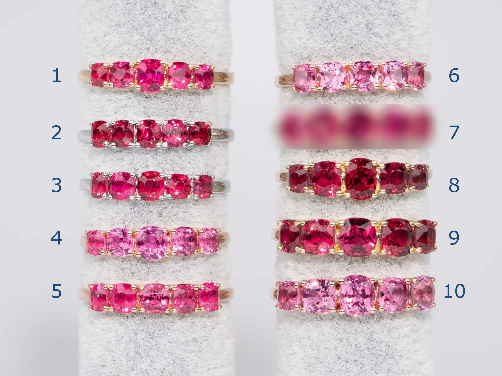 Bright Pink Red Spinel Stacking Band - 14K Gold - R5085