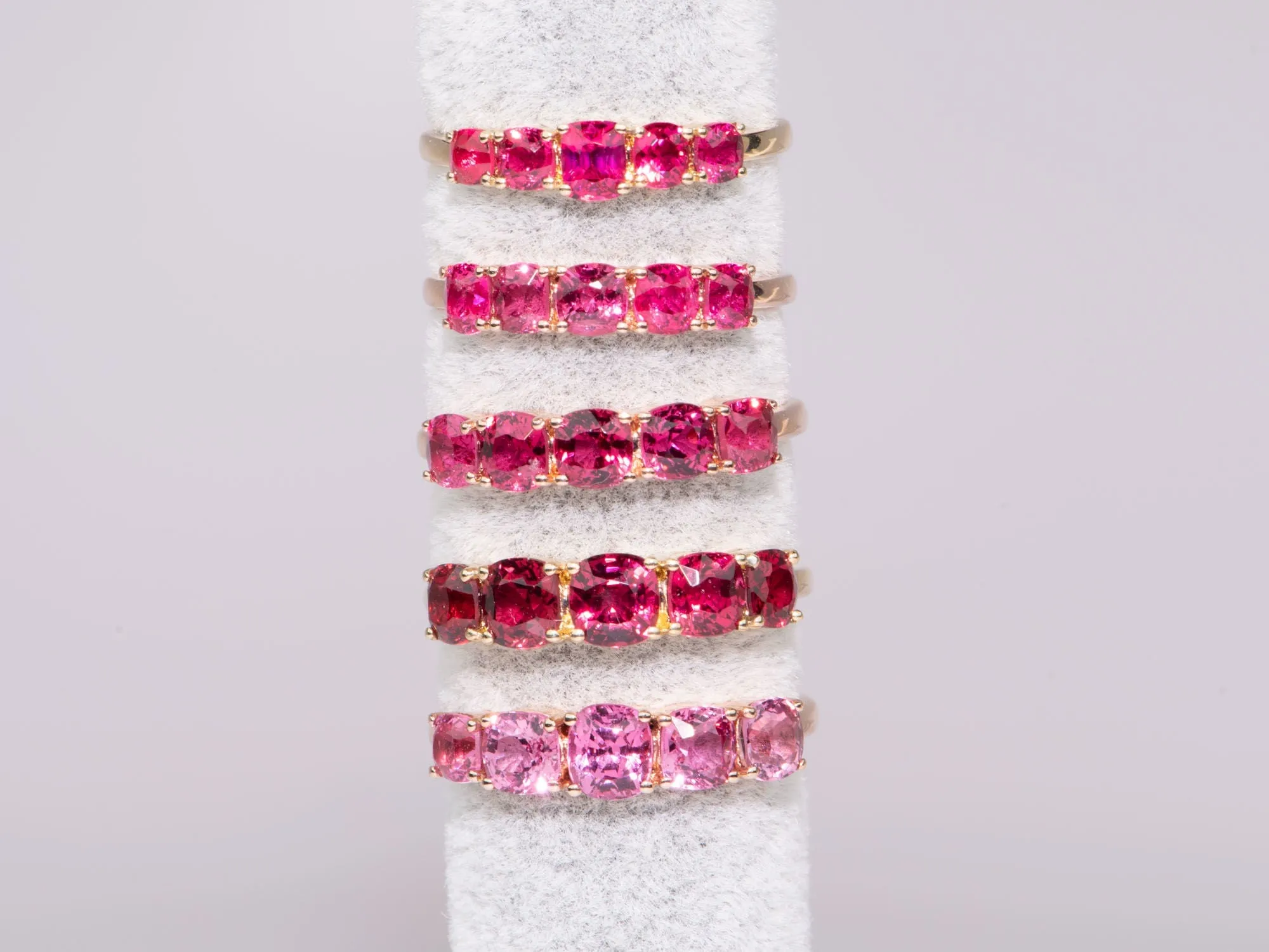 Bright Pink Red Spinel Stacking Band - 14K Gold - R5085