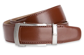 Brown Dress Belt with Vetica Pattern, 1.375-inch Strap