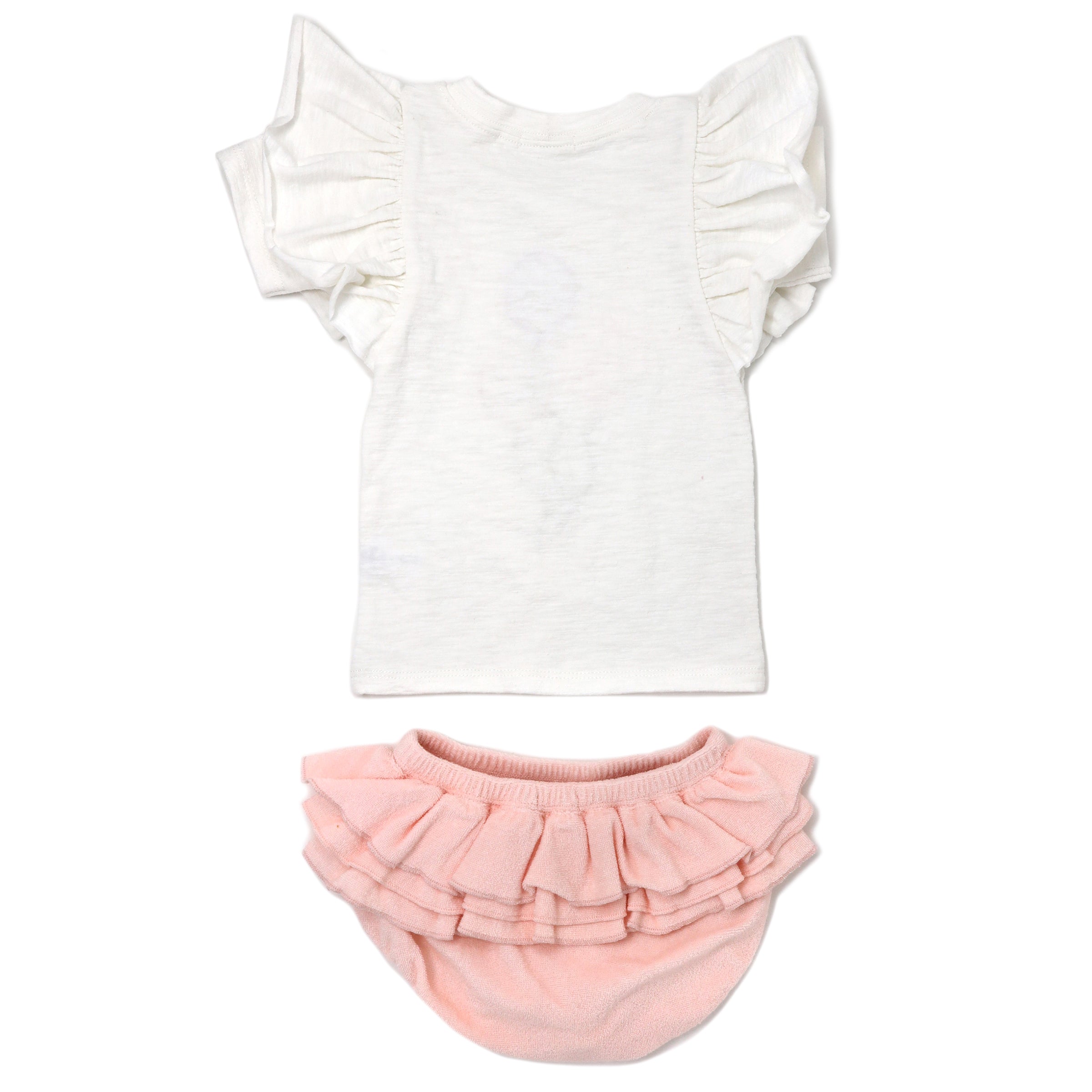 Butterfly Slub Tee with Terry Tushie - Balloons - Pale Pink