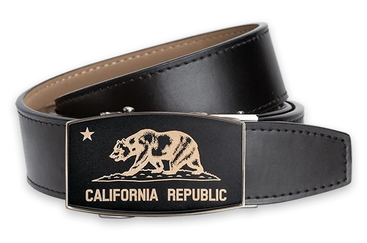 California Vegan Dress Belt - 1 3/8 Strap - California Dreamin' Bear