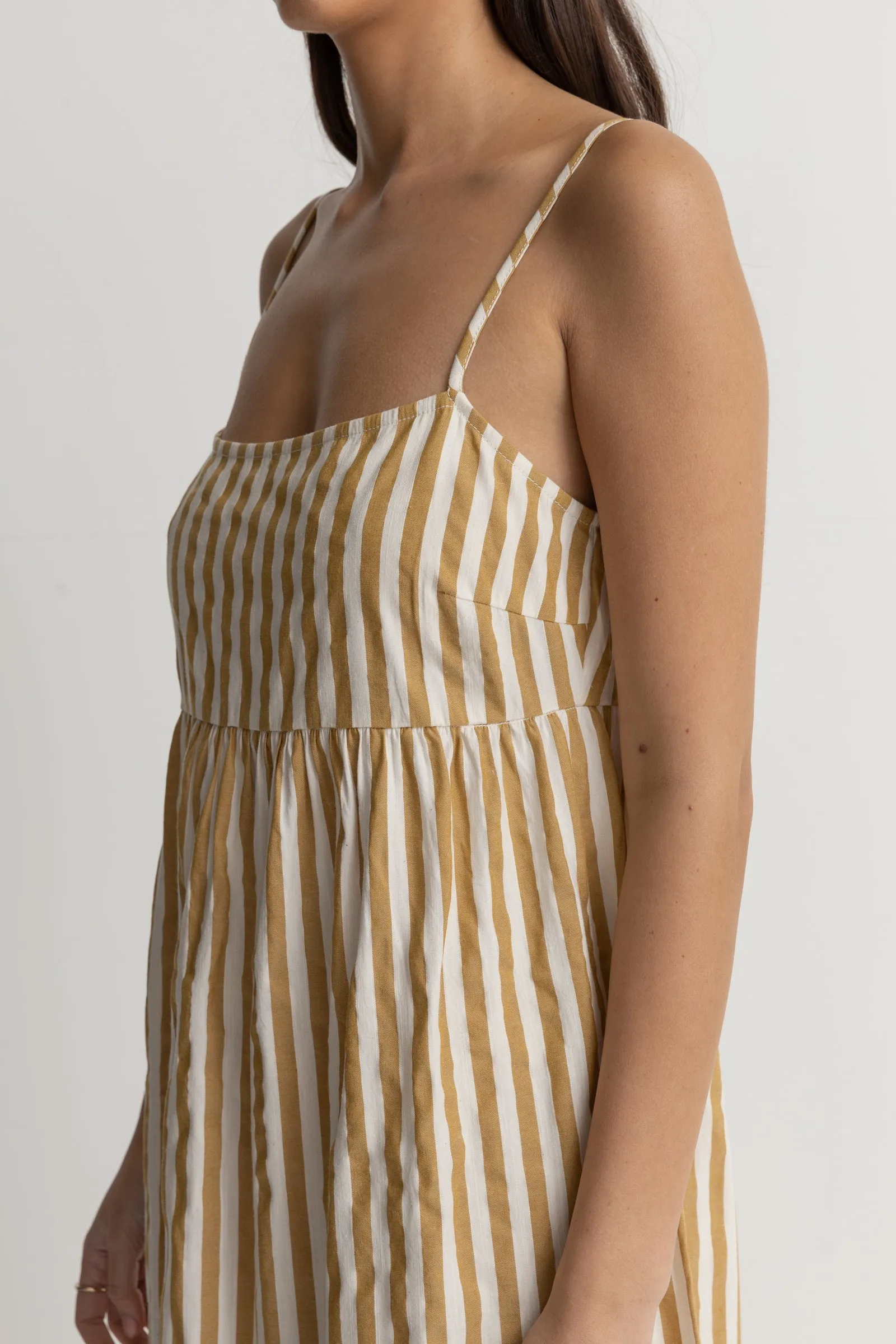 Camel Striped Maxi Dress for Good Times