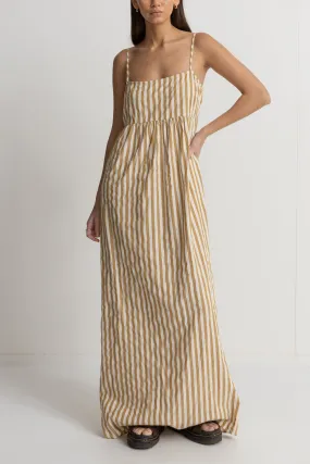 Camel Striped Maxi Dress for Good Times