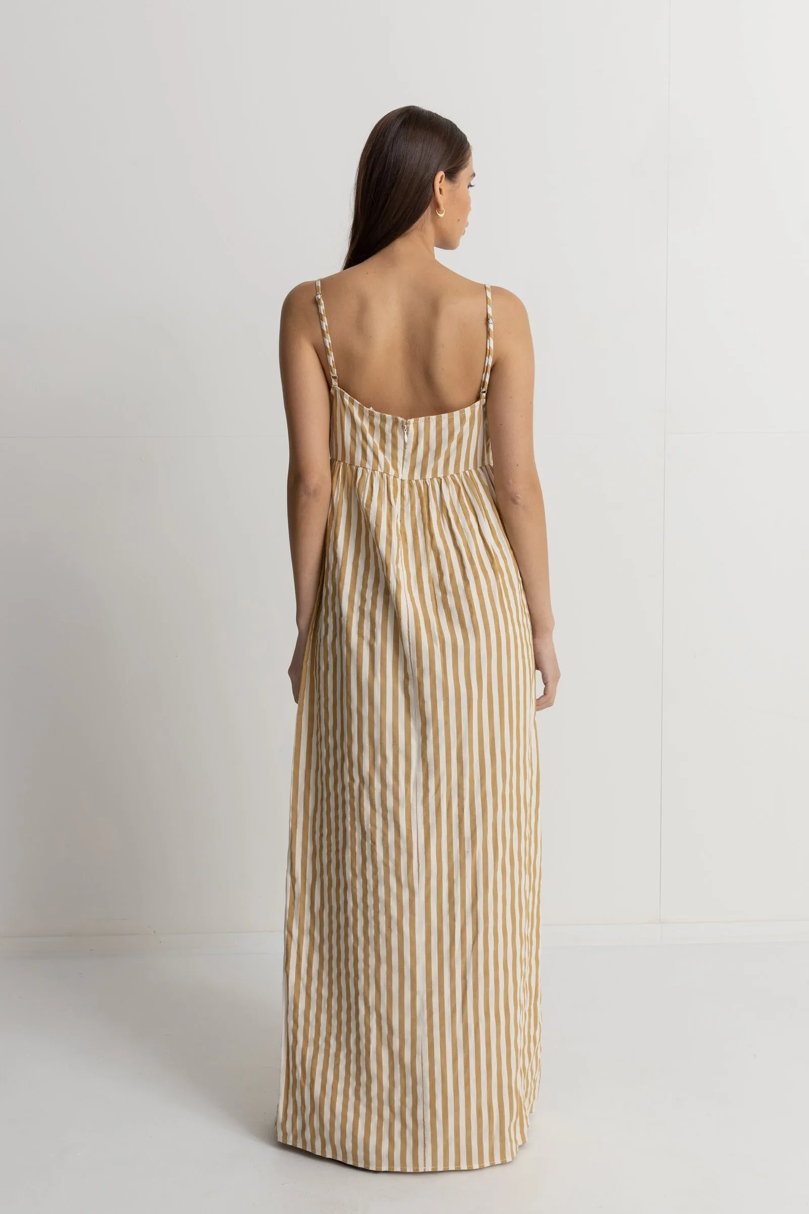 Camel Striped Maxi Dress for Good Times