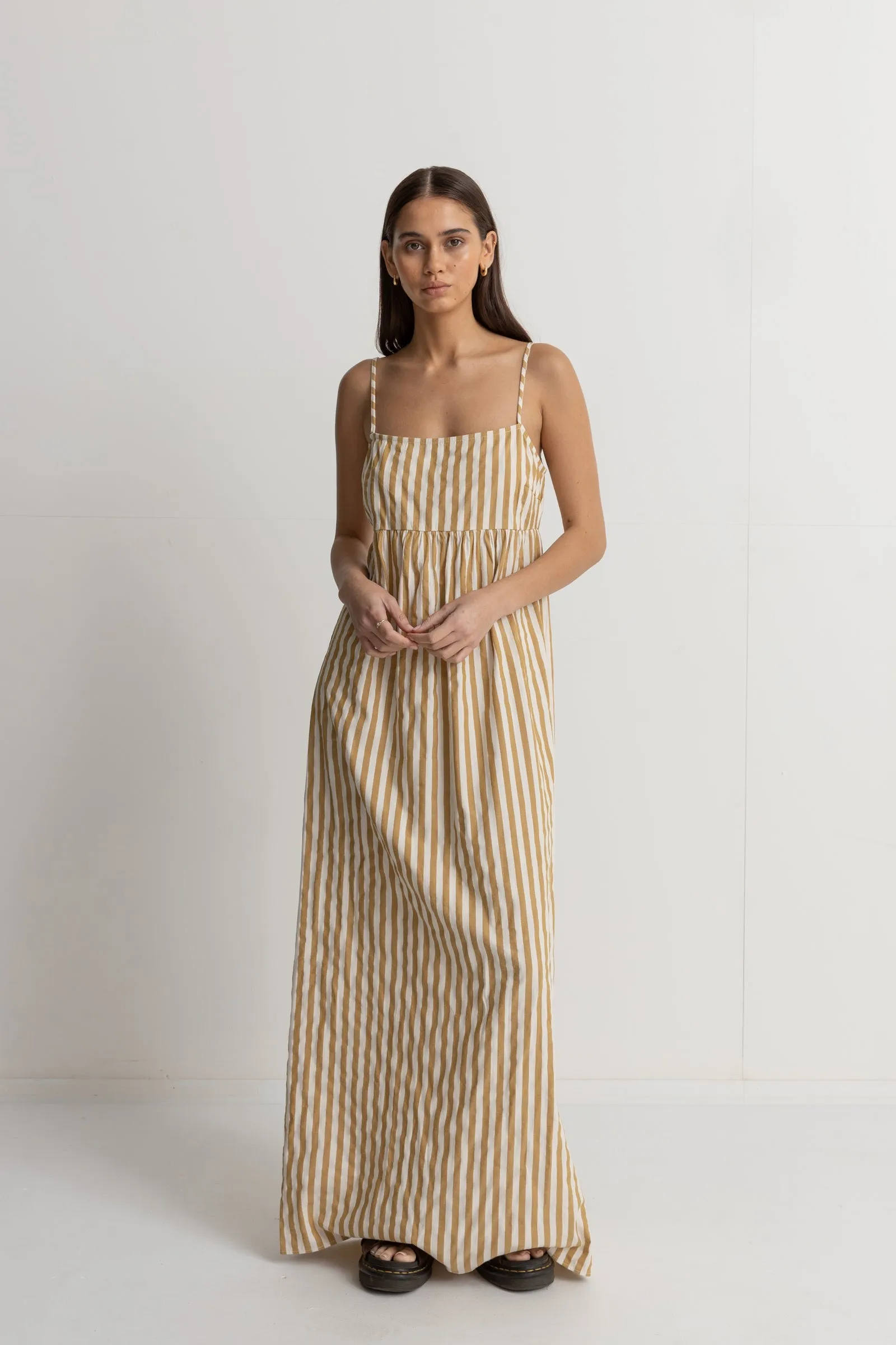 Camel Striped Maxi Dress for Good Times