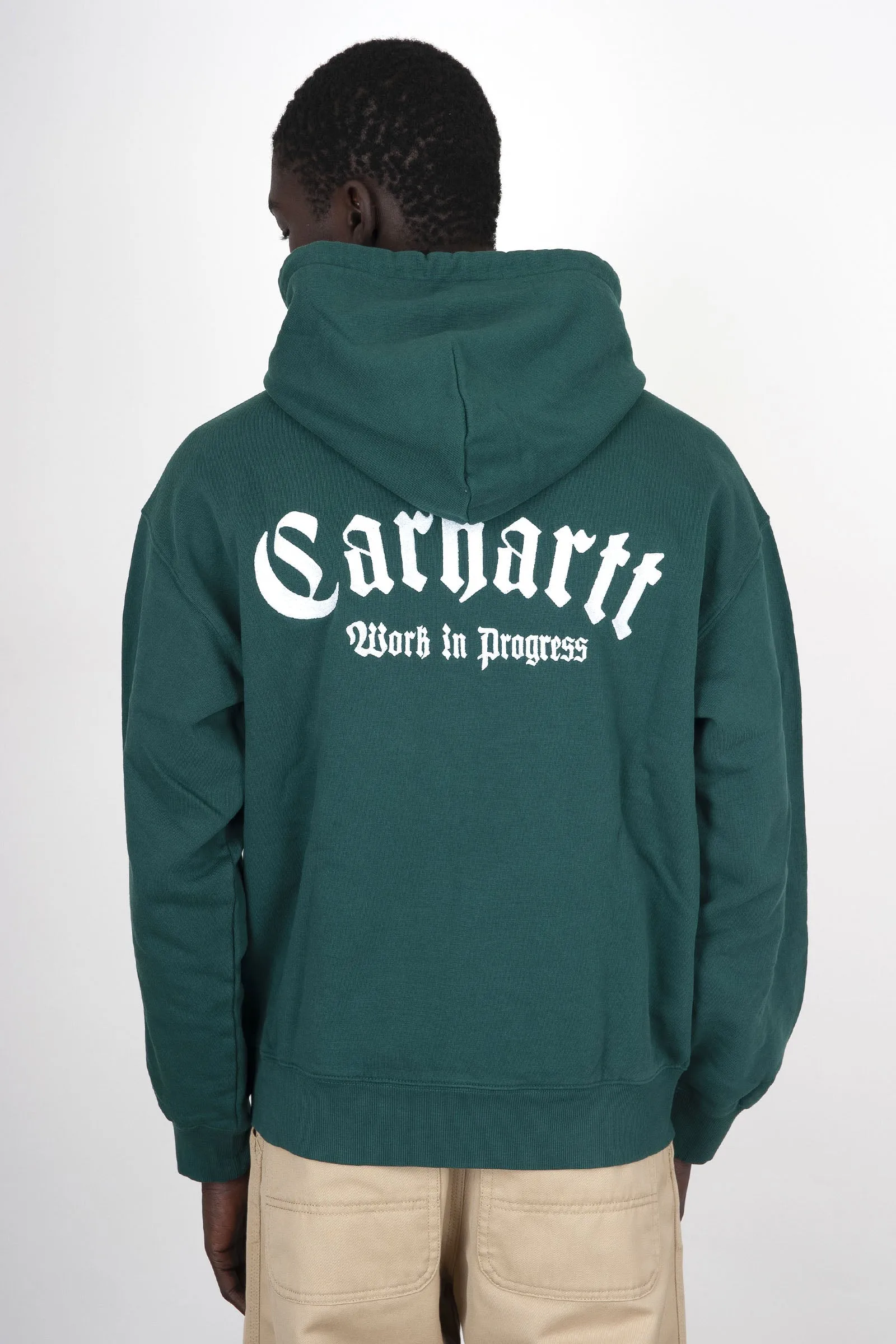 Carhartt Wip Felpa Hooded Onyx Script Verde Uomo