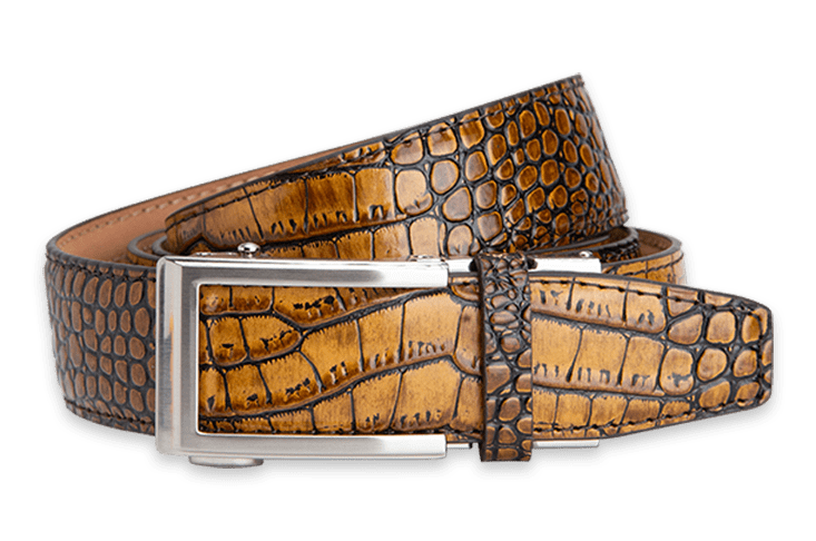 Cayman Brown and Tan Dress Belt with 1 3/8-inch Strap