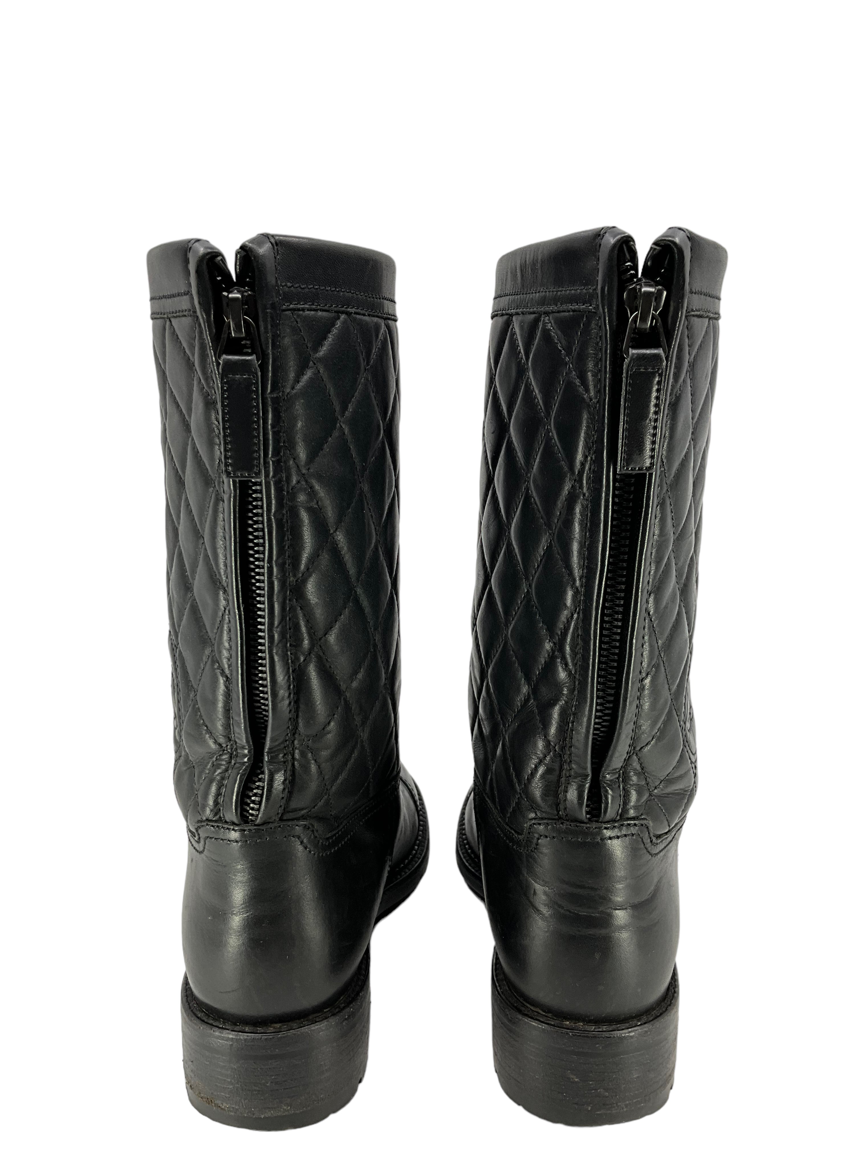 Chanel Black Calfskin Quilted CC Boots Size 8.5 - Google SEO result