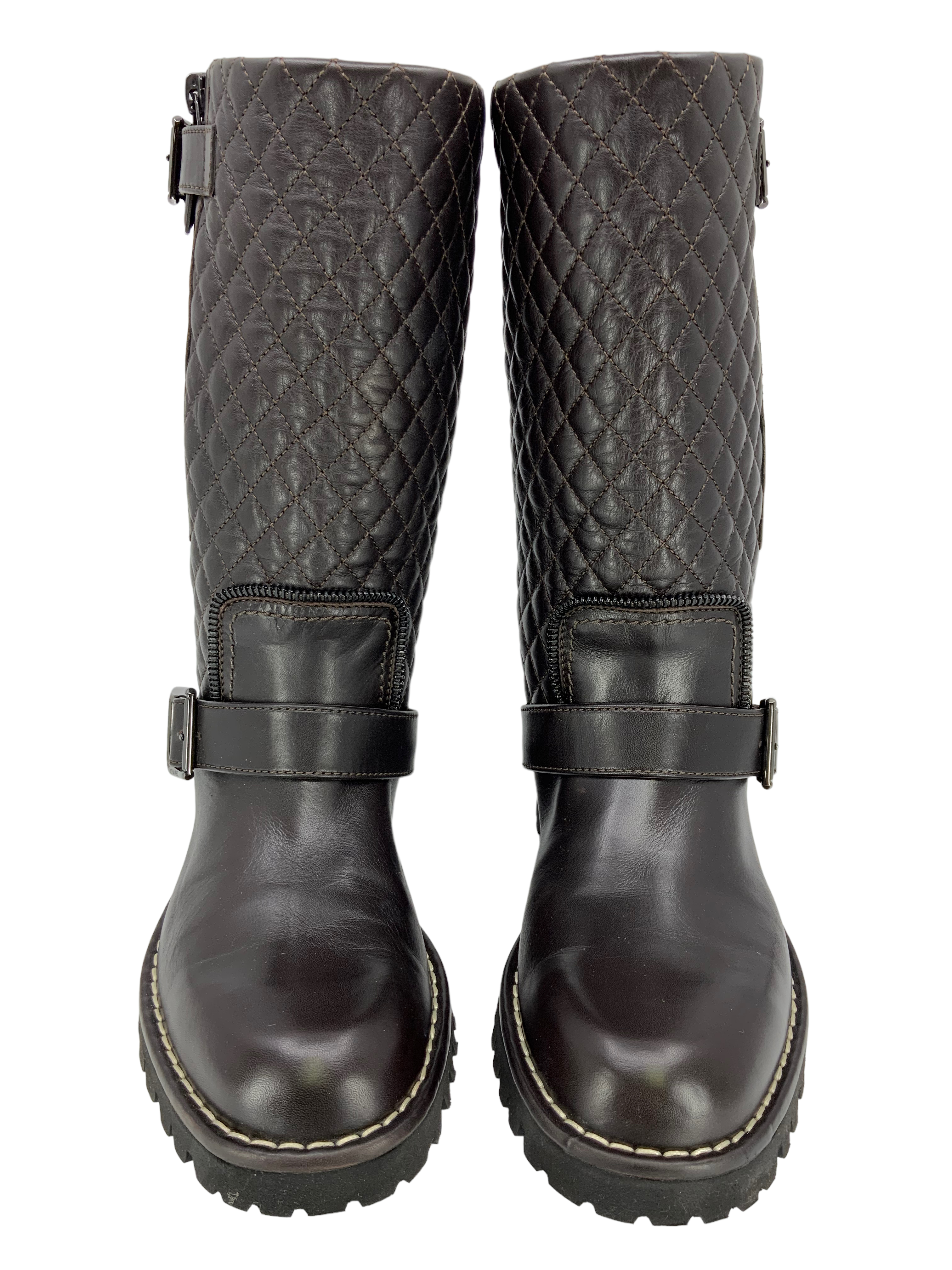 CHANEL Quilted Leather Boots Size 7