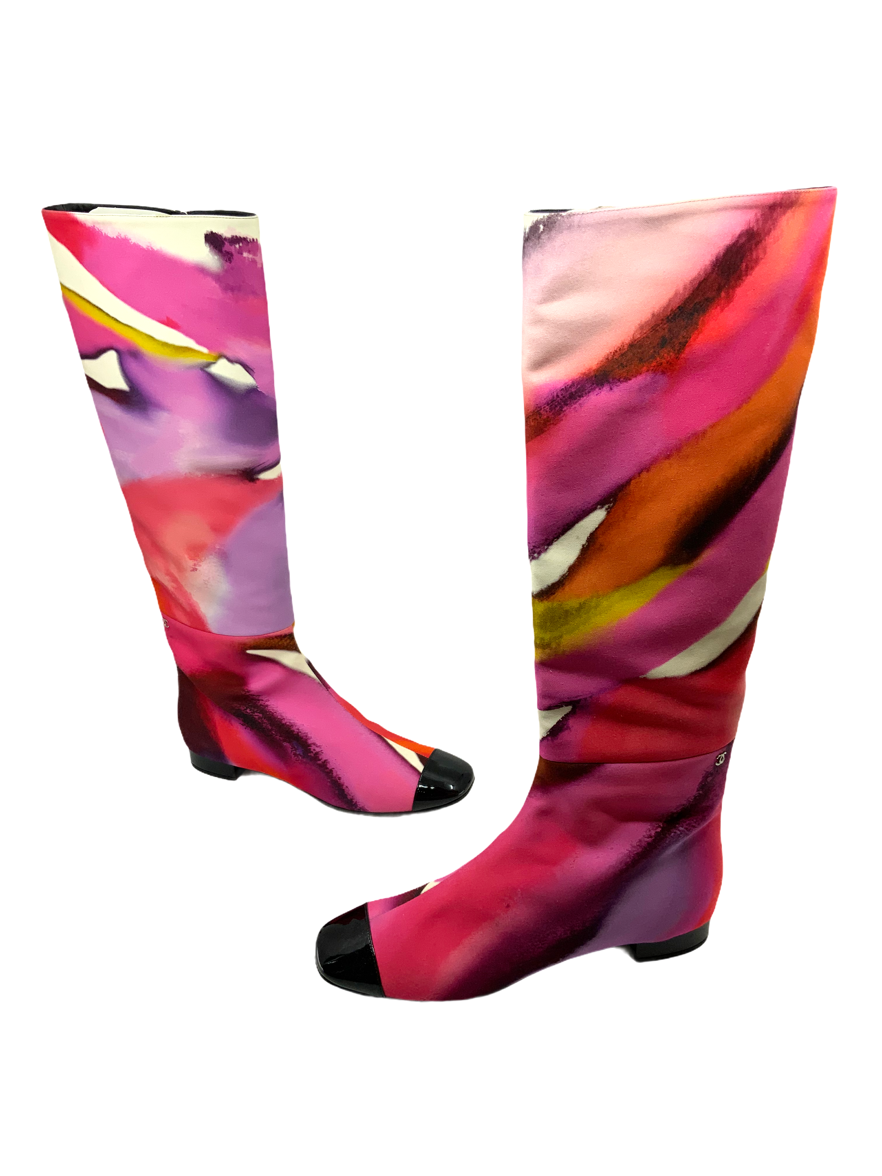 Chanel tie-dye cap-toe boots size 11