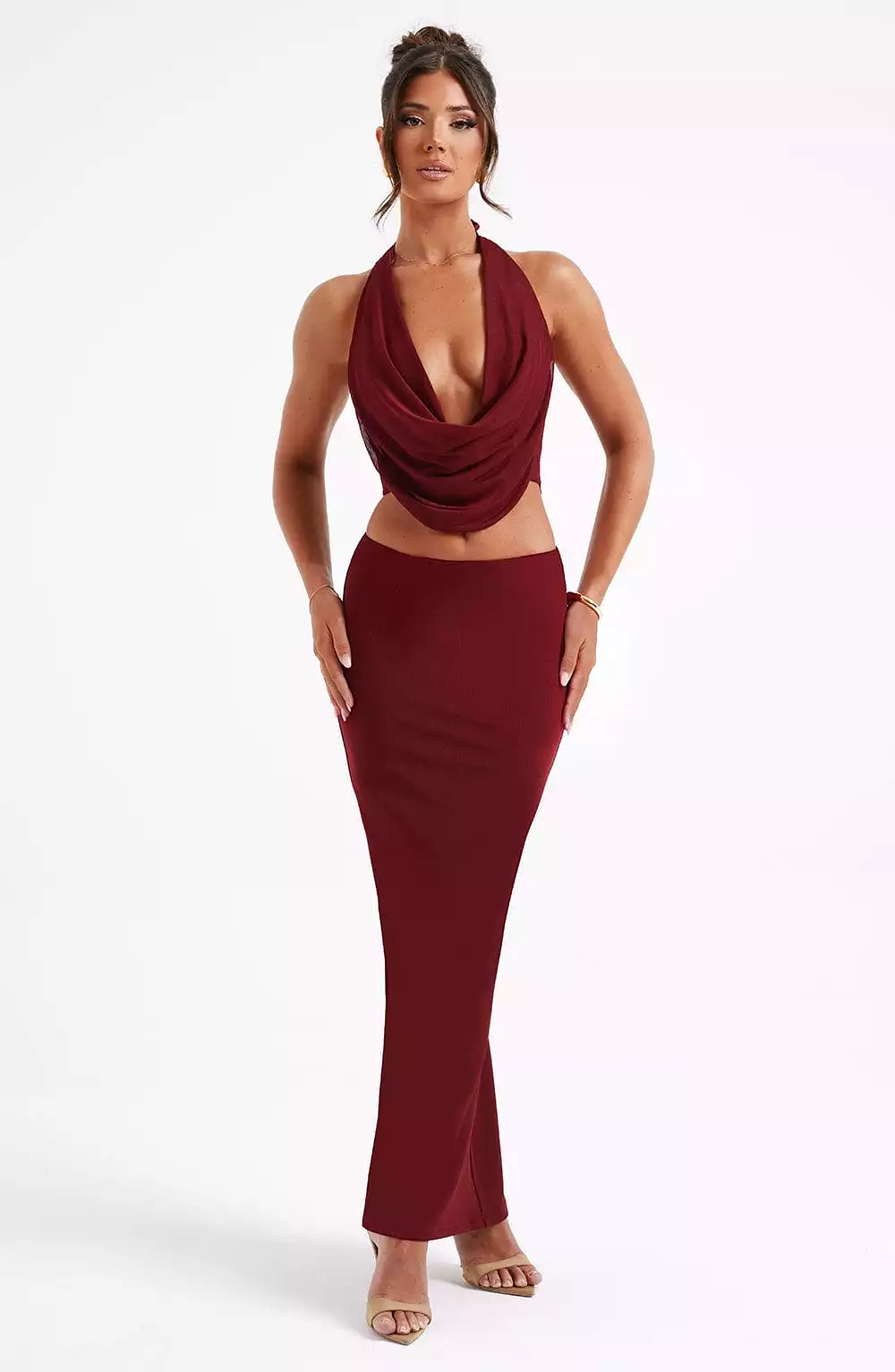 Chrishelle Maxi Skirt - Burgundy – Shop Now