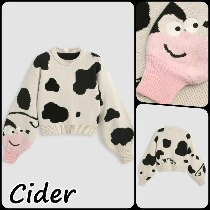 Cider Long Sleeves Animal Pattern Sweatshirt Casual Style