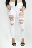 Clarissa Kisses White High Waist Ripped Skinny Jeans