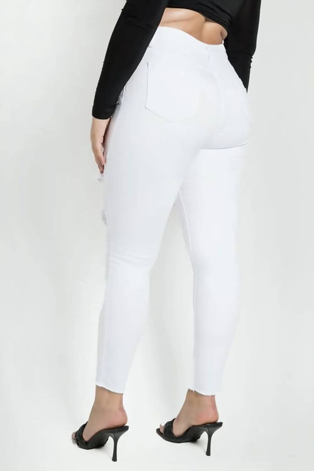 Clarissa Kisses White High Waist Ripped Skinny Jeans