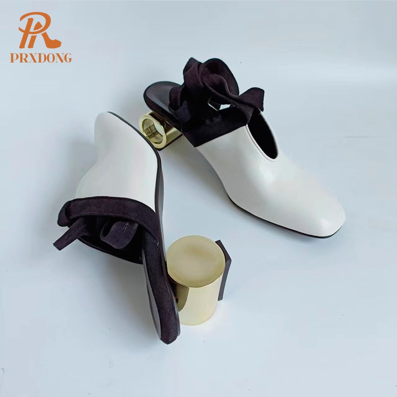 Classics Genuine Leather Retro Dress Pump with Round Toe and Platform