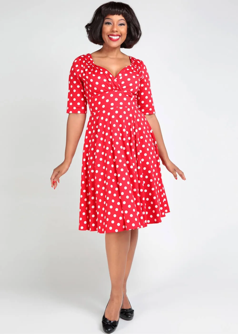 Collectif Red Polka Dot Swing Dress 50's Style