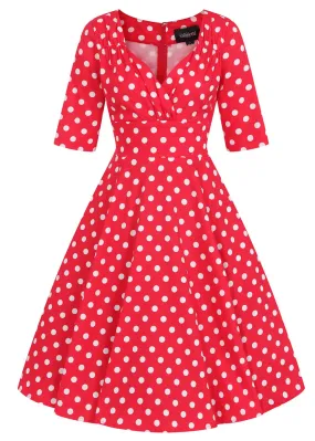 Collectif Red Polka Dot Swing Dress 50's Style