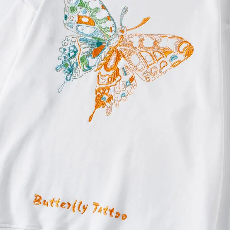 Butterfly Print Sweatshirt - Long Sleeve Unisex Pullover in Rock Style