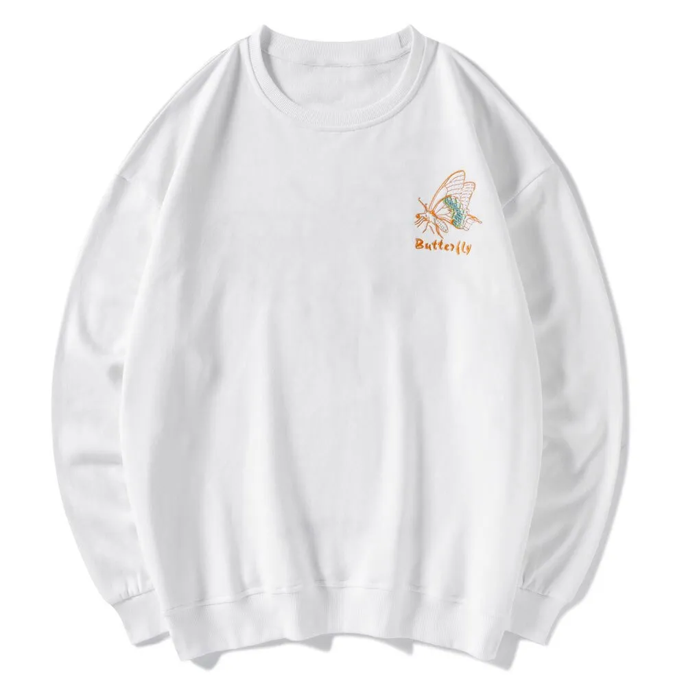 Butterfly Print Sweatshirt - Long Sleeve Unisex Pullover in Rock Style