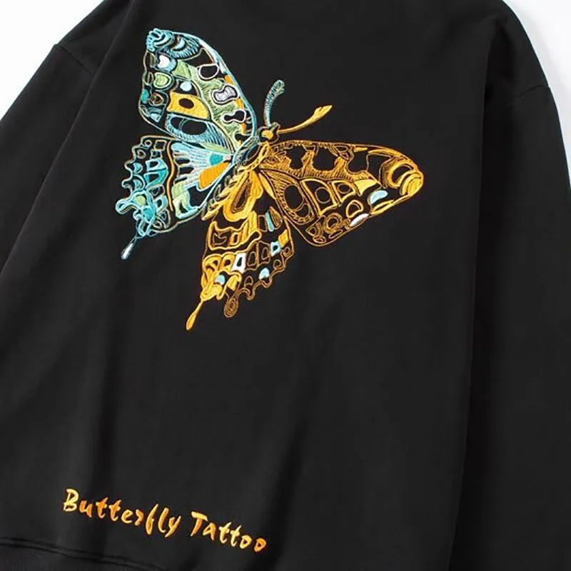 Butterfly Print Sweatshirt - Long Sleeve Unisex Pullover in Rock Style