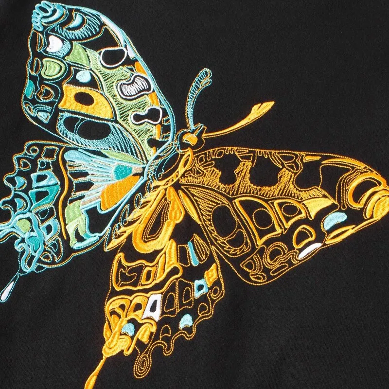 Butterfly Print Sweatshirt - Long Sleeve Unisex Pullover in Rock Style