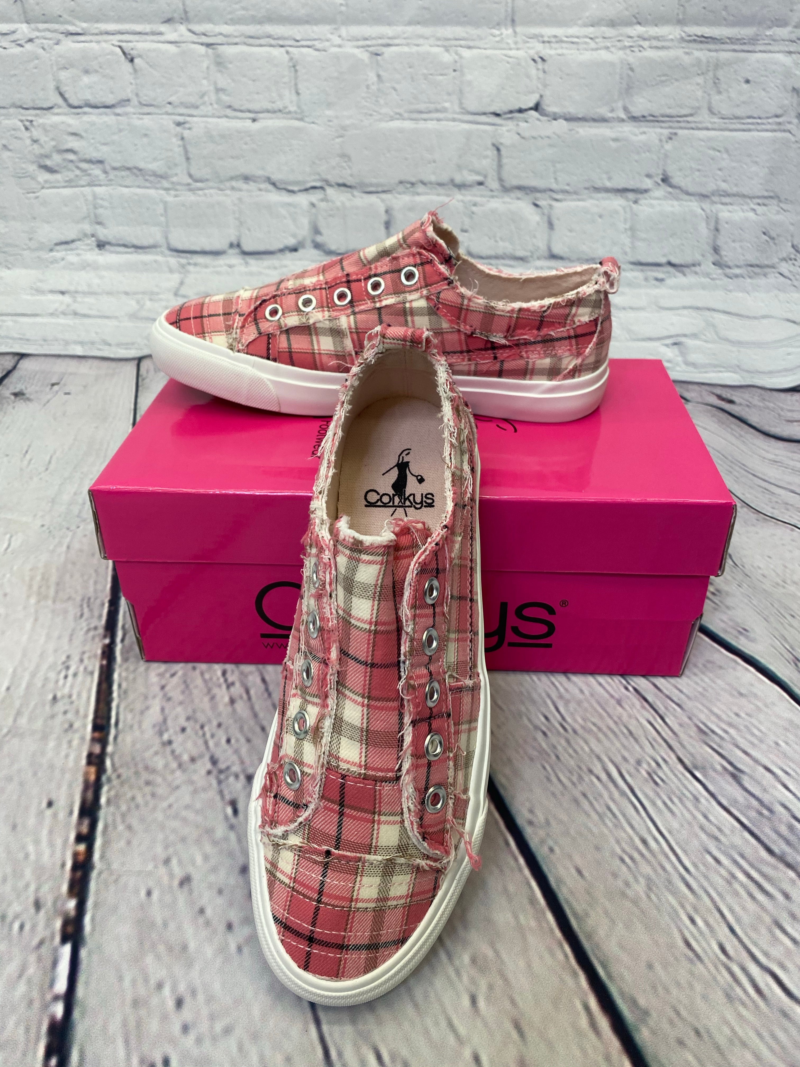 Corkys Pink Plaid Sneaker