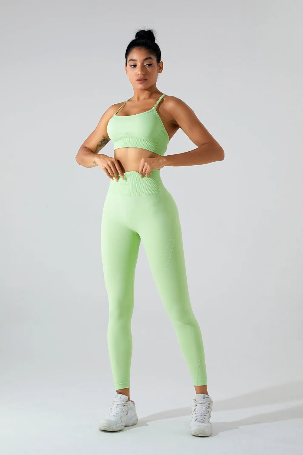 Crisscross Scoop Neck Top and High Waist Pants Exercise Set